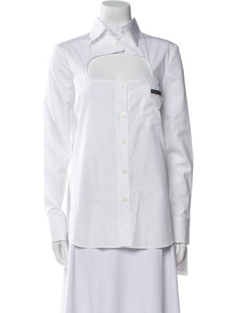 Prada 2019 Long Sleeve Button-Up Top