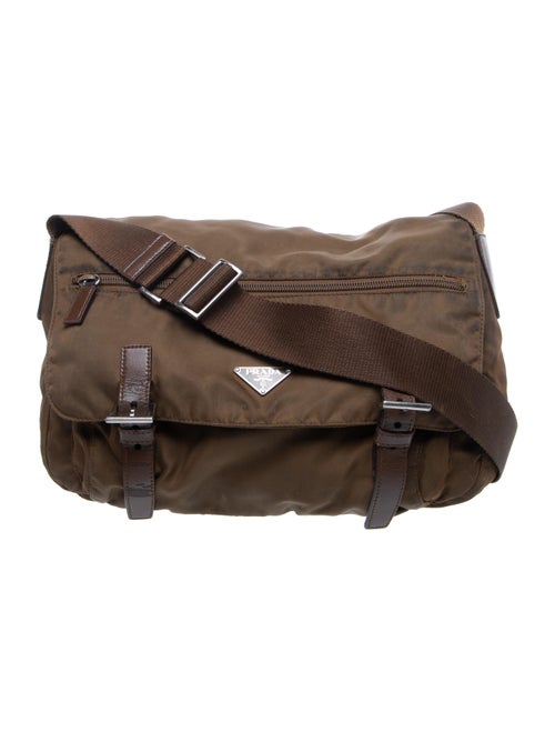 Prada Enameled Metal Triangle Messenger Bag