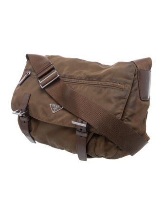 Prada Enameled Metal Triangle Messenger Bag