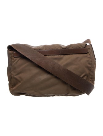 Prada Enameled Metal Triangle Messenger Bag