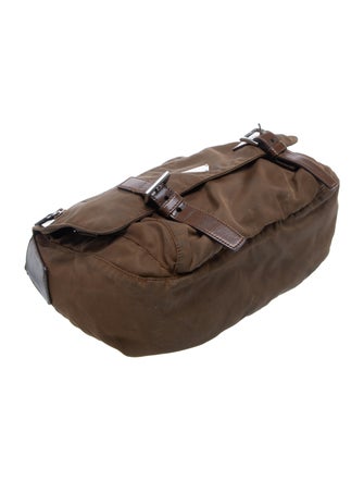 Prada Enameled Metal Triangle Messenger Bag