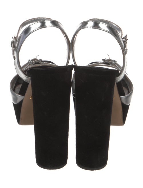 Prada Suede Colorblock Pattern T-Strap Sandals