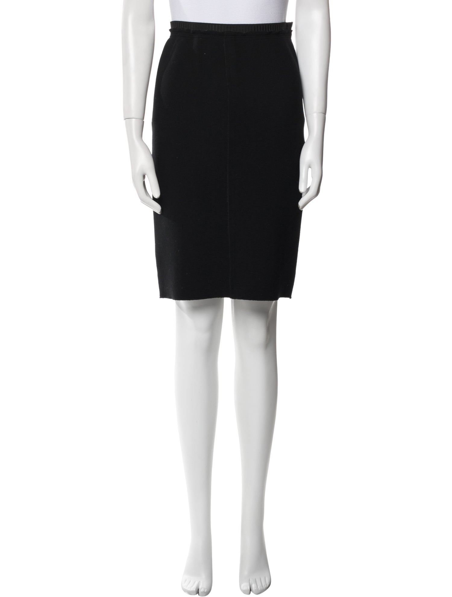 Prada Raw-Edge Trim Knee-Length Skirt