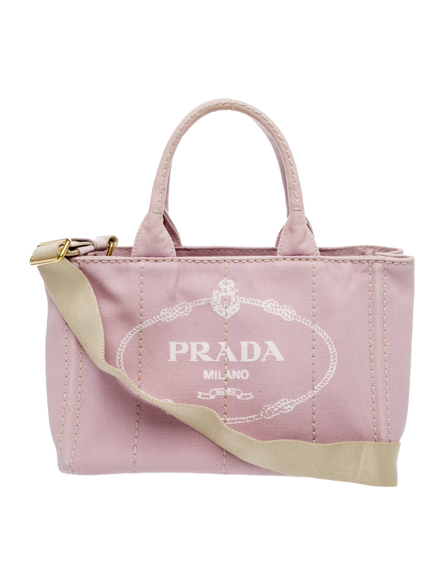 Prada Enameled Metal Triangle Canapa tote