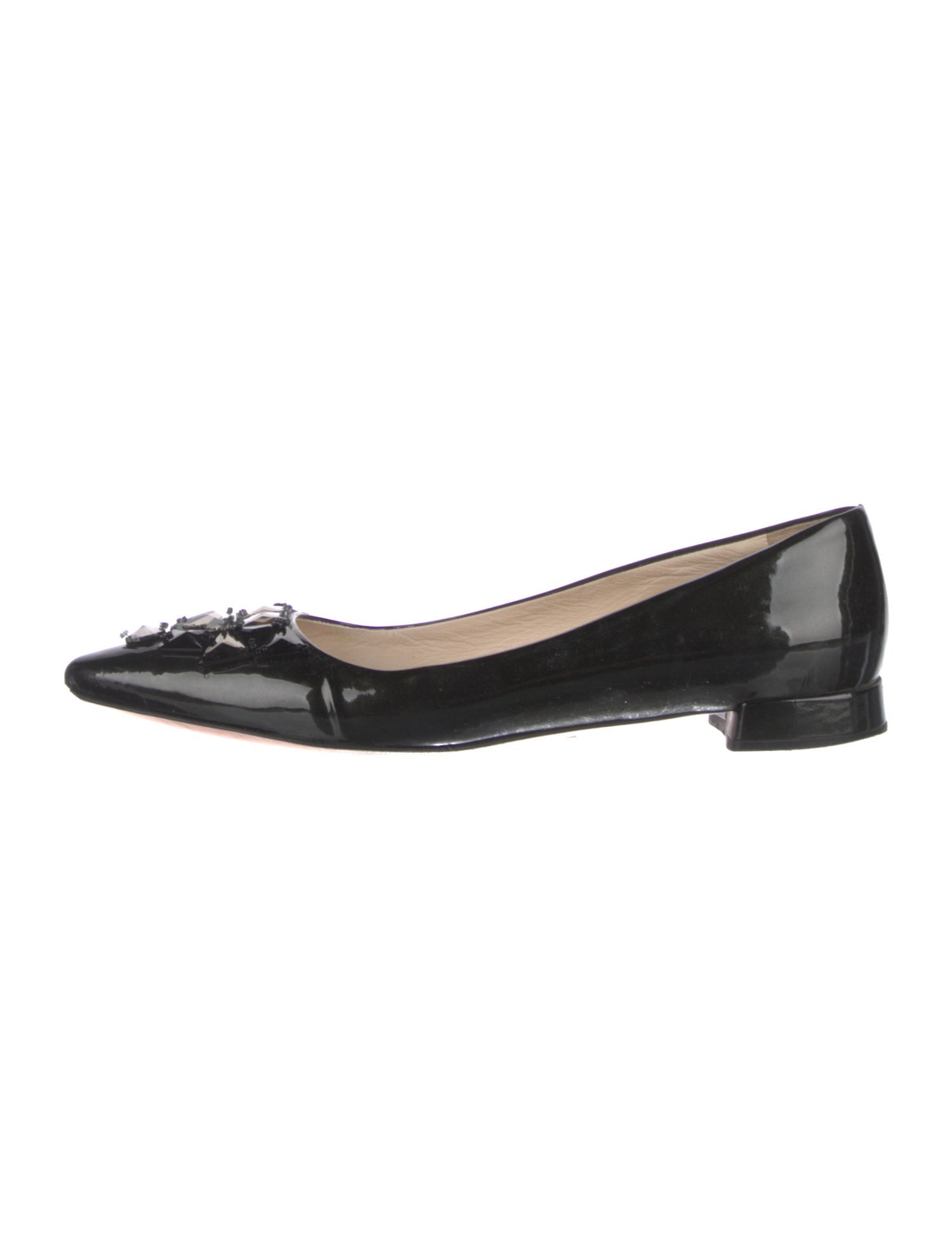 Prada Patent Leather Crystal Embellishments Ballet Flats