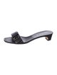 Prada Enameled Metal Triangle Leather Slides