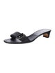 Prada Enameled Metal Triangle Leather Slides