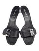 Prada Enameled Metal Triangle Leather Slides