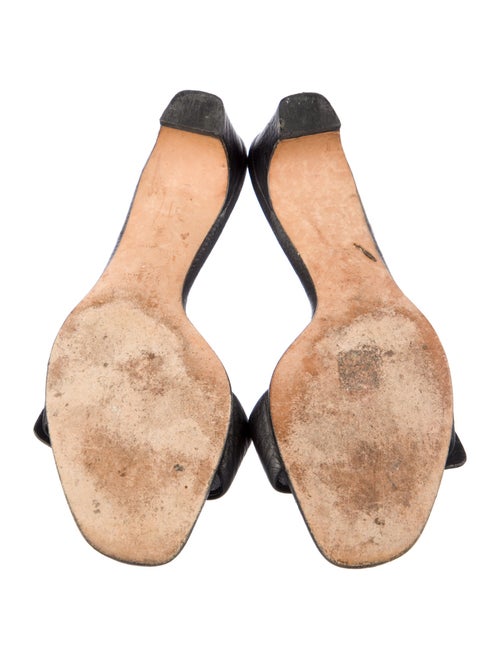 Prada Enameled Metal Triangle Leather Slides