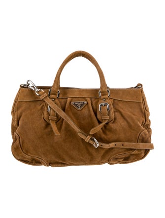 Prada Enameled Metal Triangle Top Handle Bag