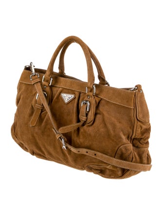 Prada Enameled Metal Triangle Top Handle Bag