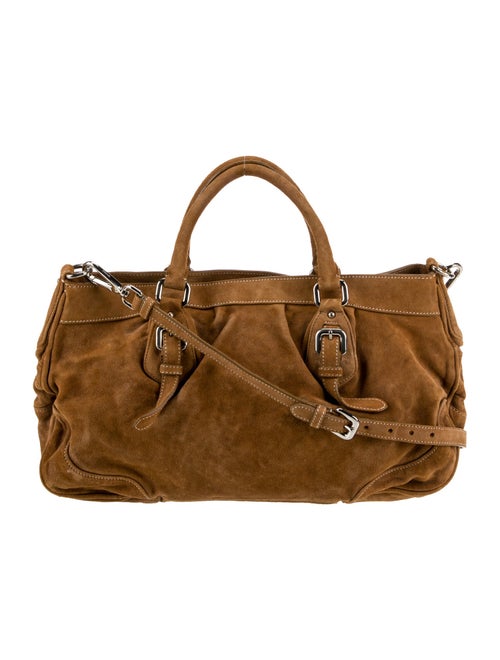 Prada Enameled Metal Triangle Top Handle Bag