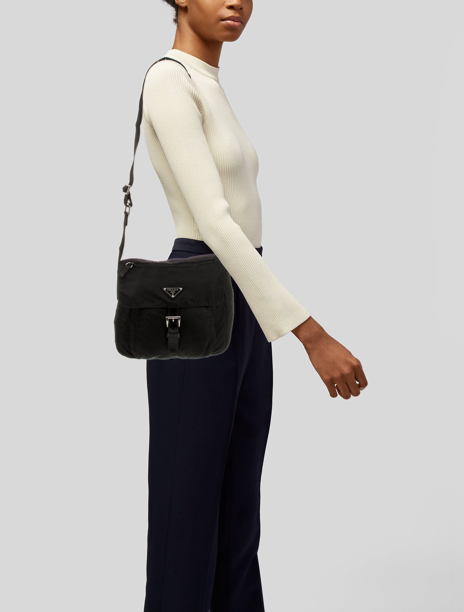 Prada Enameled Metal Triangle Crossbody Bag Vintage