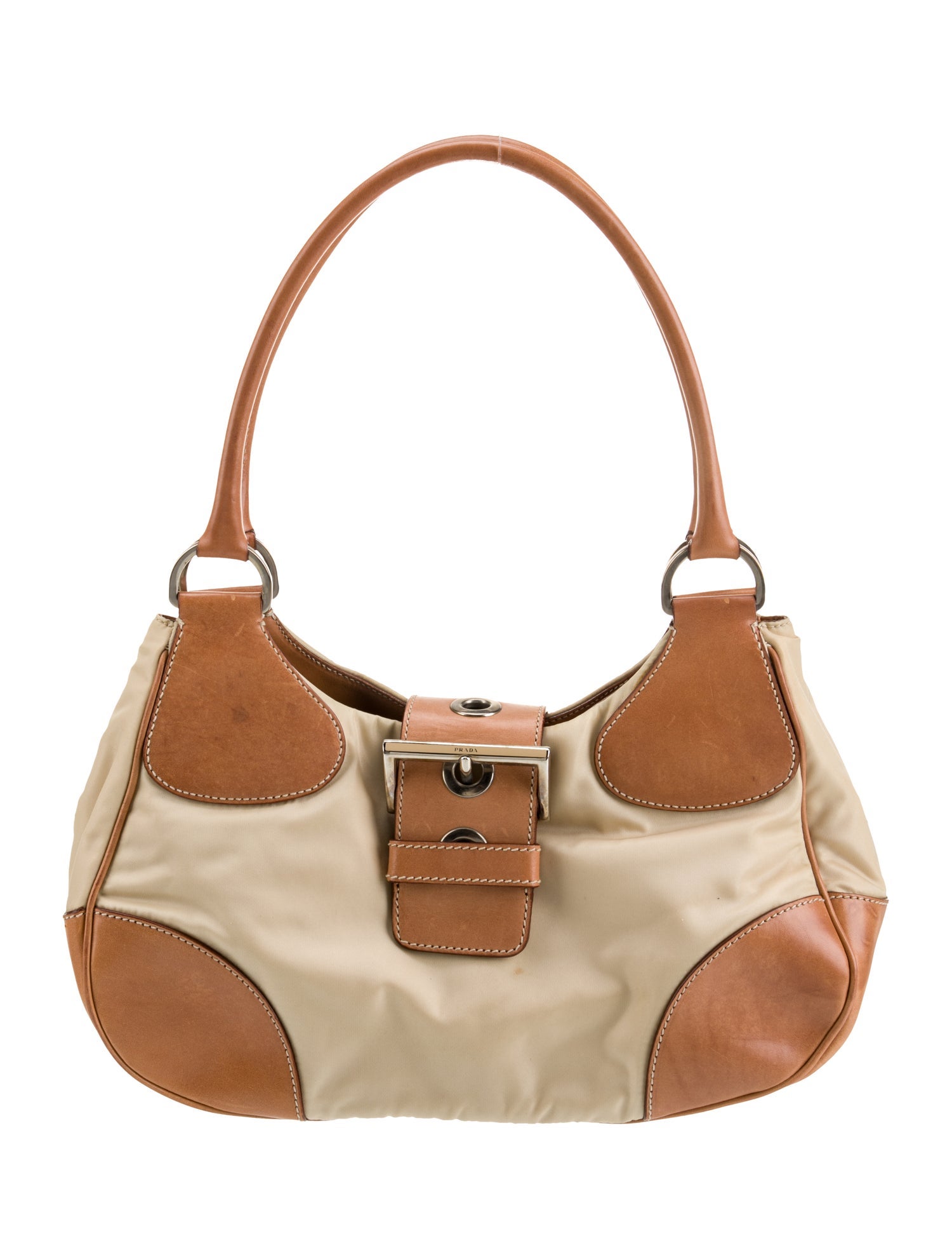 Prada Enameled Metal Triangle Shoulder Bag