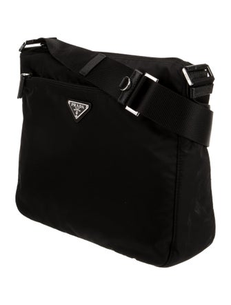 Prada Enameled Metal Triangle Re-Nylon