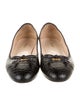 Prada Embossed Leather Bow Accents Ballet Flats