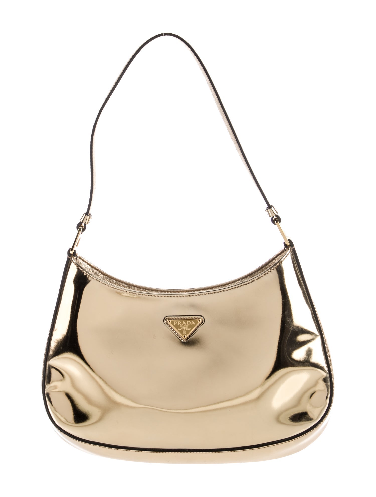 Prada Enameled Metal Triangle Cleo