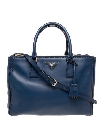 Prada Enameled Metal Triangle Galleria Double Zip Large