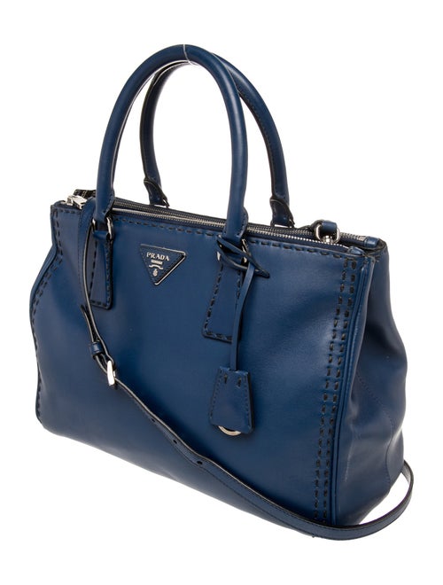 Prada Enameled Metal Triangle Galleria Double Zip Large