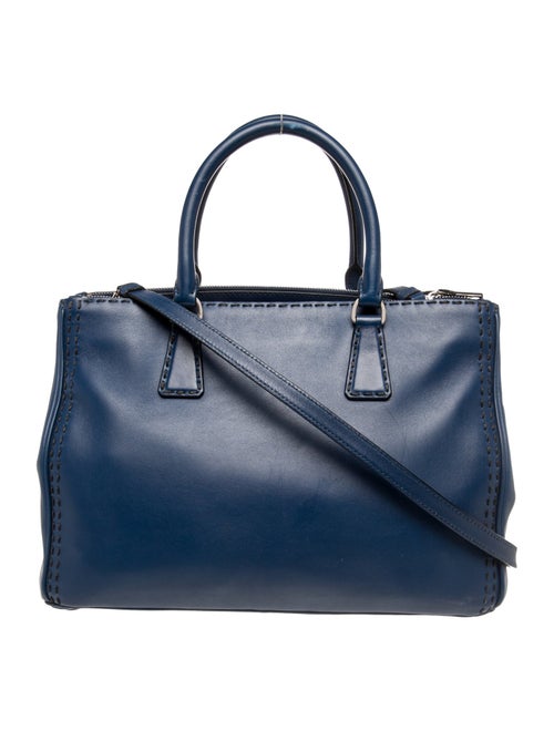 Prada Enameled Metal Triangle Galleria Double Zip Large