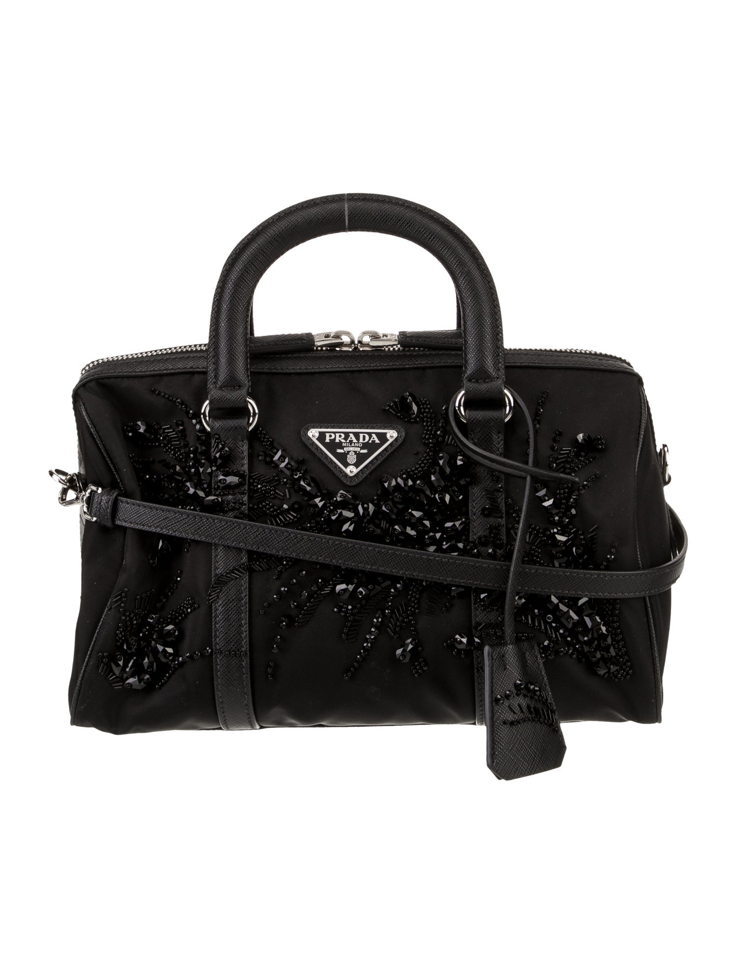 Prada Enameled Metal Triangle Top Handle Bag 2024