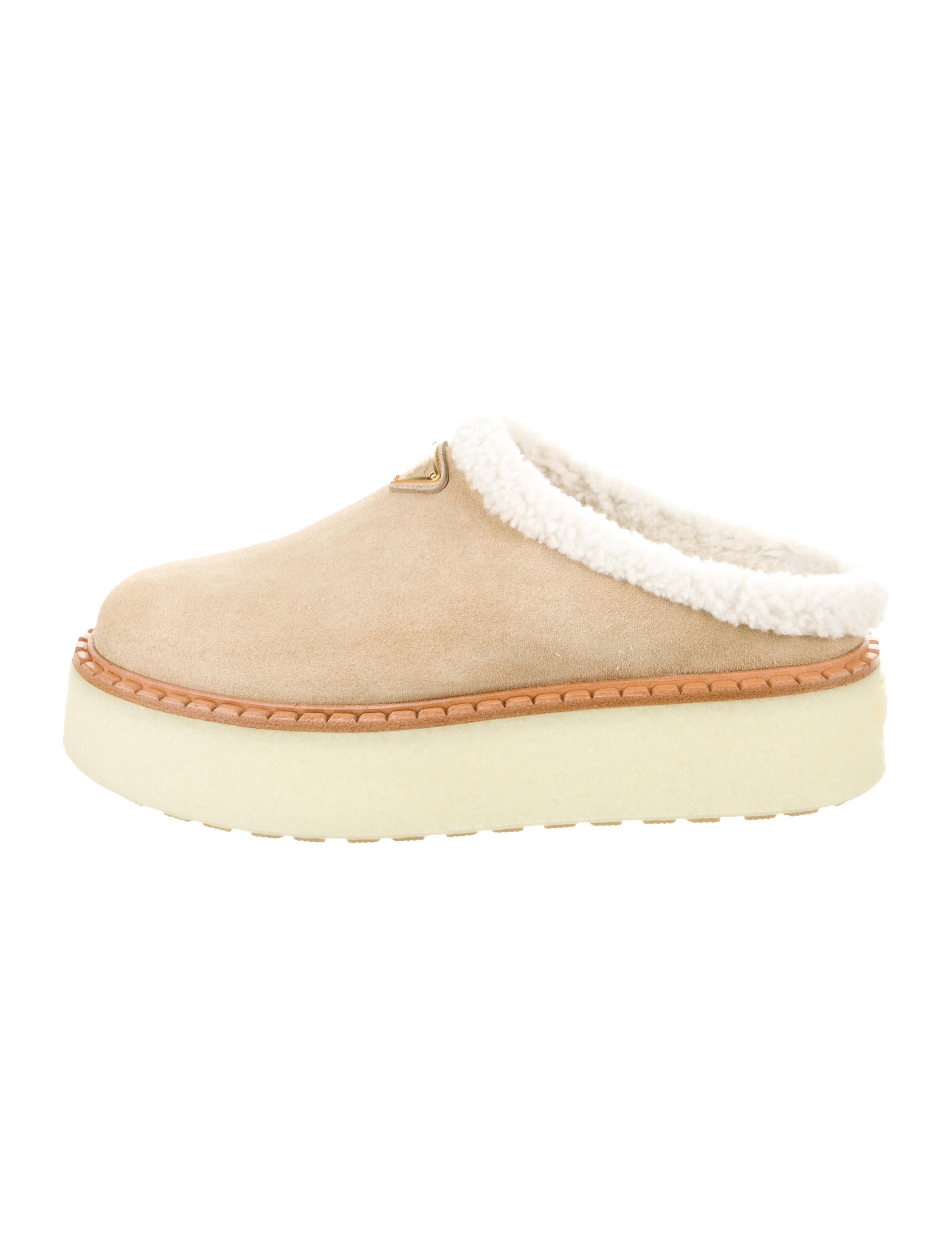 Prada Suede Fur Trim Mules