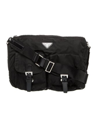 Prada Enameled Metal Triangle Messenger Bag