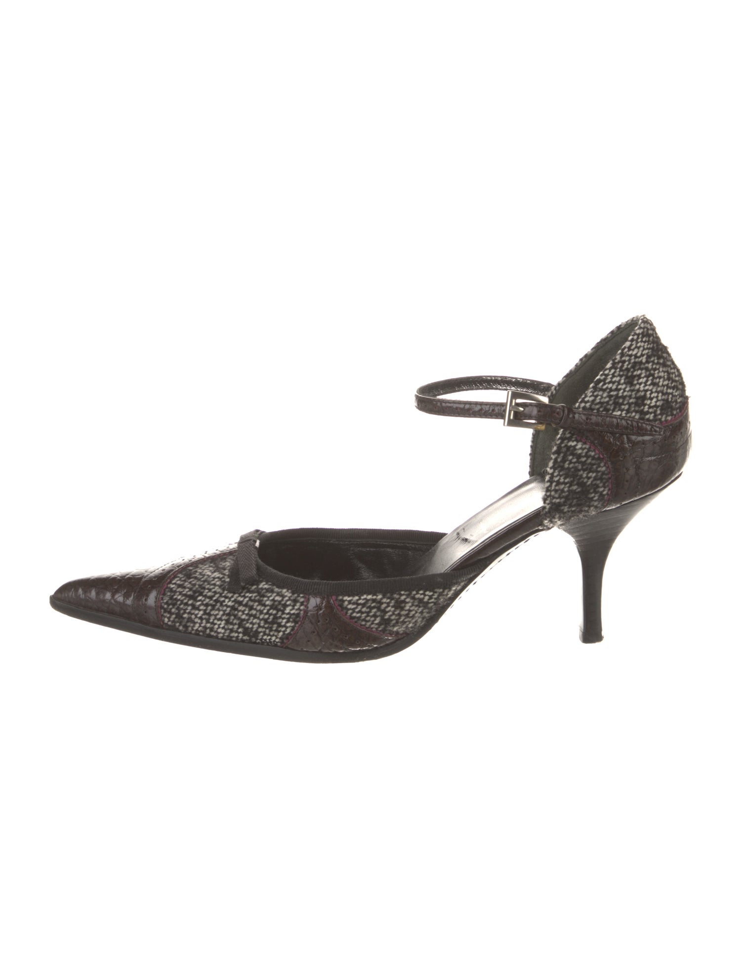 Prada Tweed Printed D'Orsay Pumps