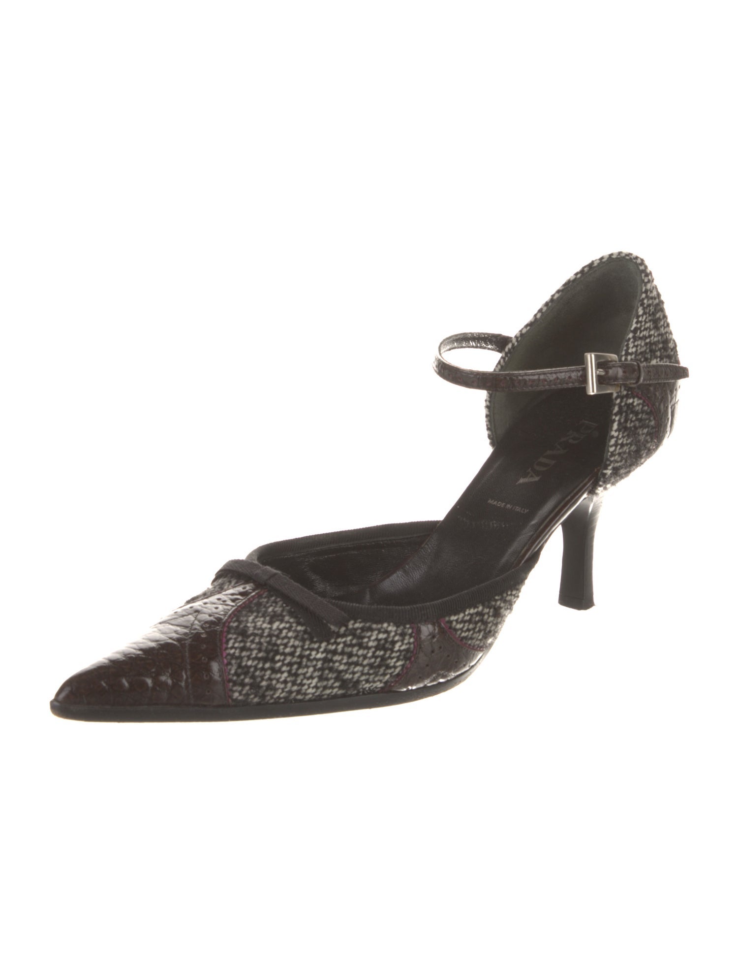 Prada Tweed Printed D'Orsay Pumps