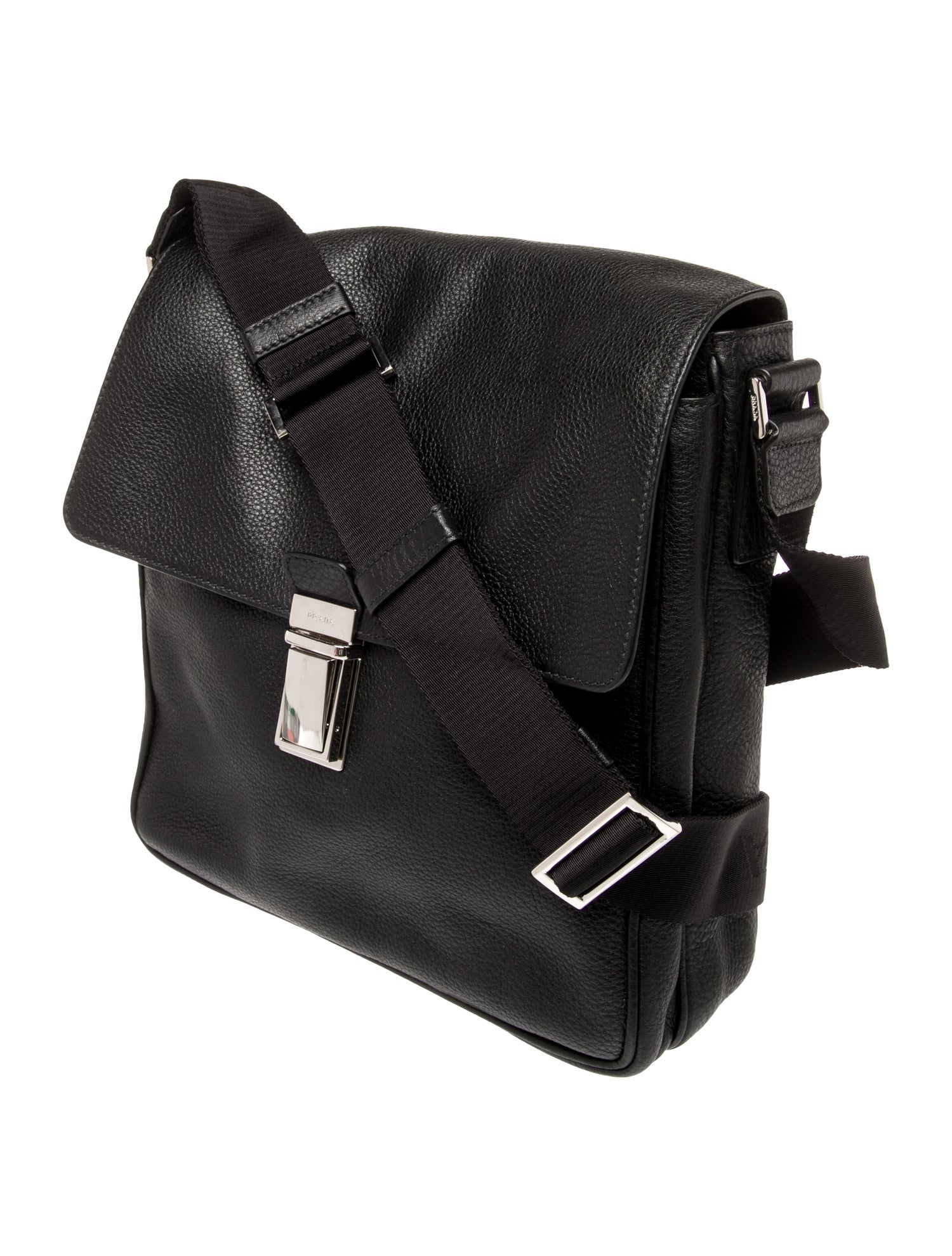 Prada Enameled Metal Triangle Messenger Bag