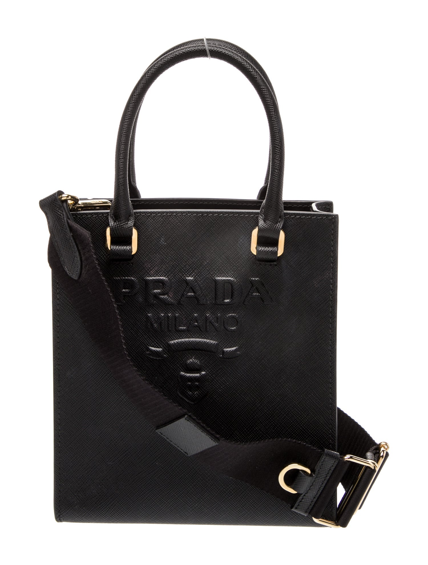 Prada Enameled Metal Triangle Top Handle Bag Mini