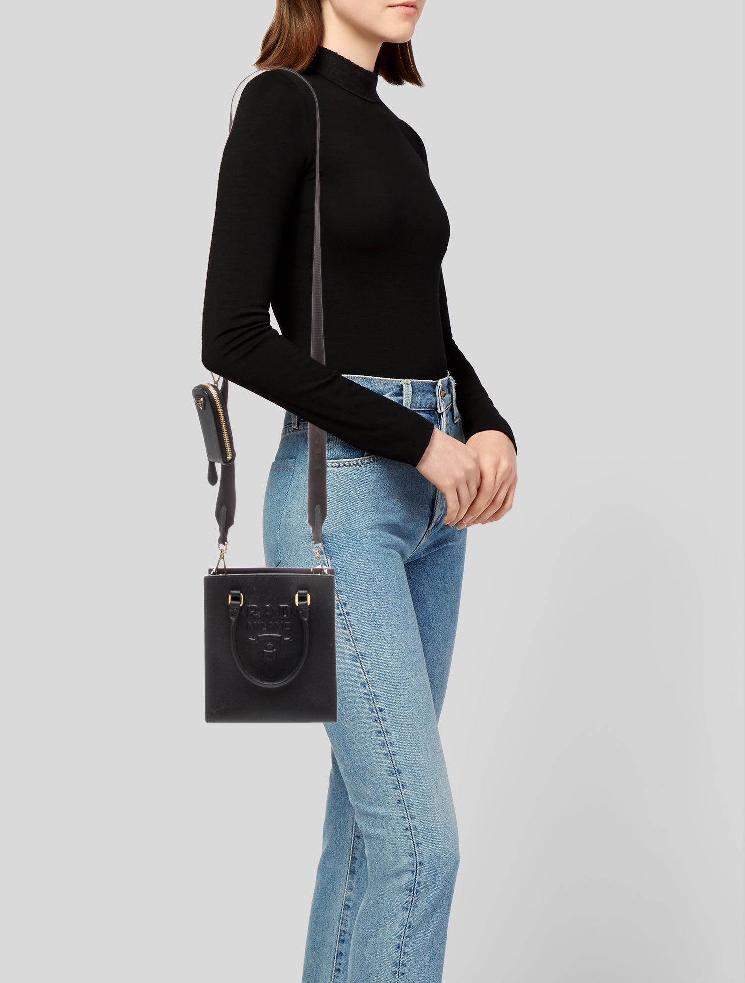 Prada Enameled Metal Triangle Top Handle Bag Mini