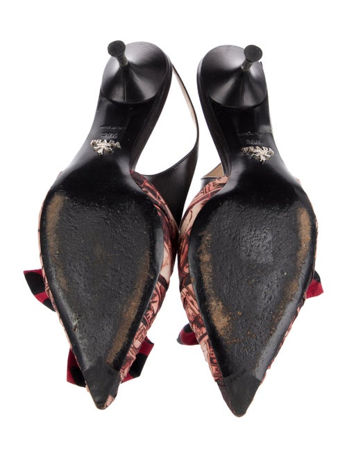 Prada Printed Bow Accents Slingback Pumps