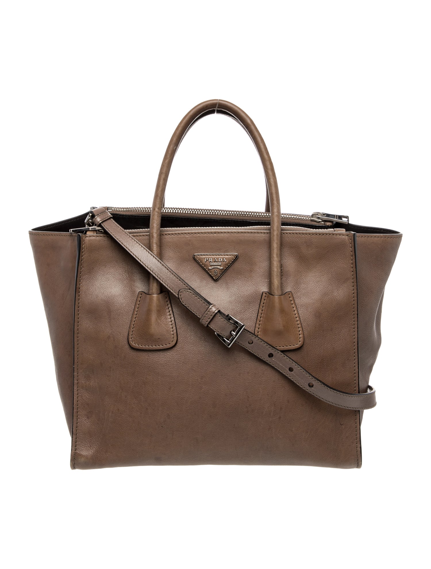 Prada Enameled Metal Triangle Twin Pocket Medium