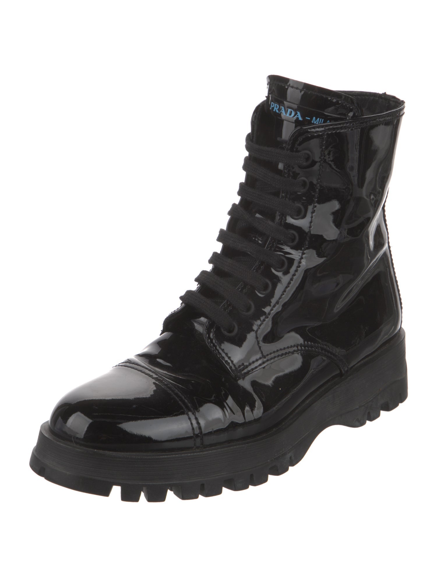 Prada Patent Leather Combat Boots