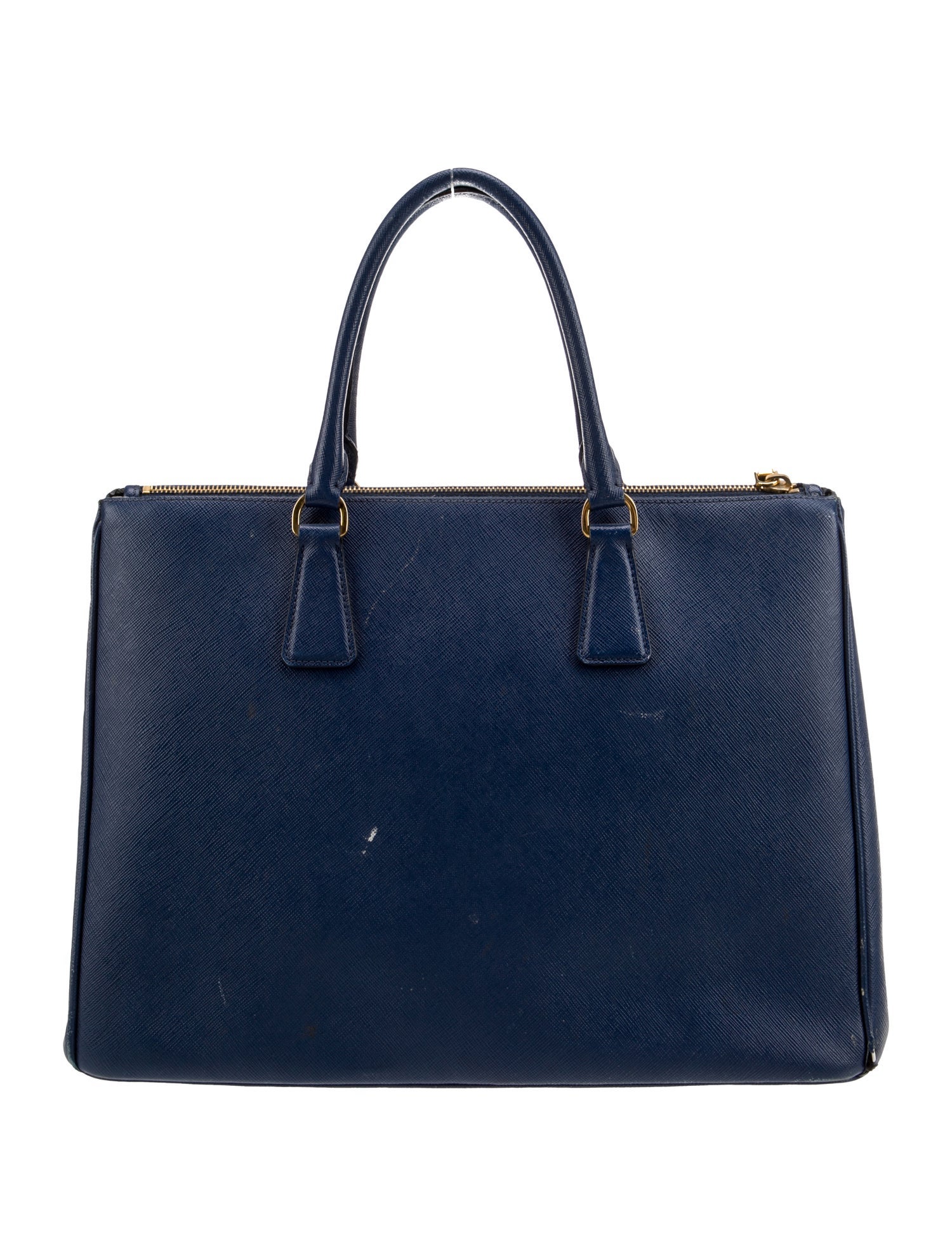 Prada Saffiano Leather Galleria Double Zip XL - Blue Handle Bags