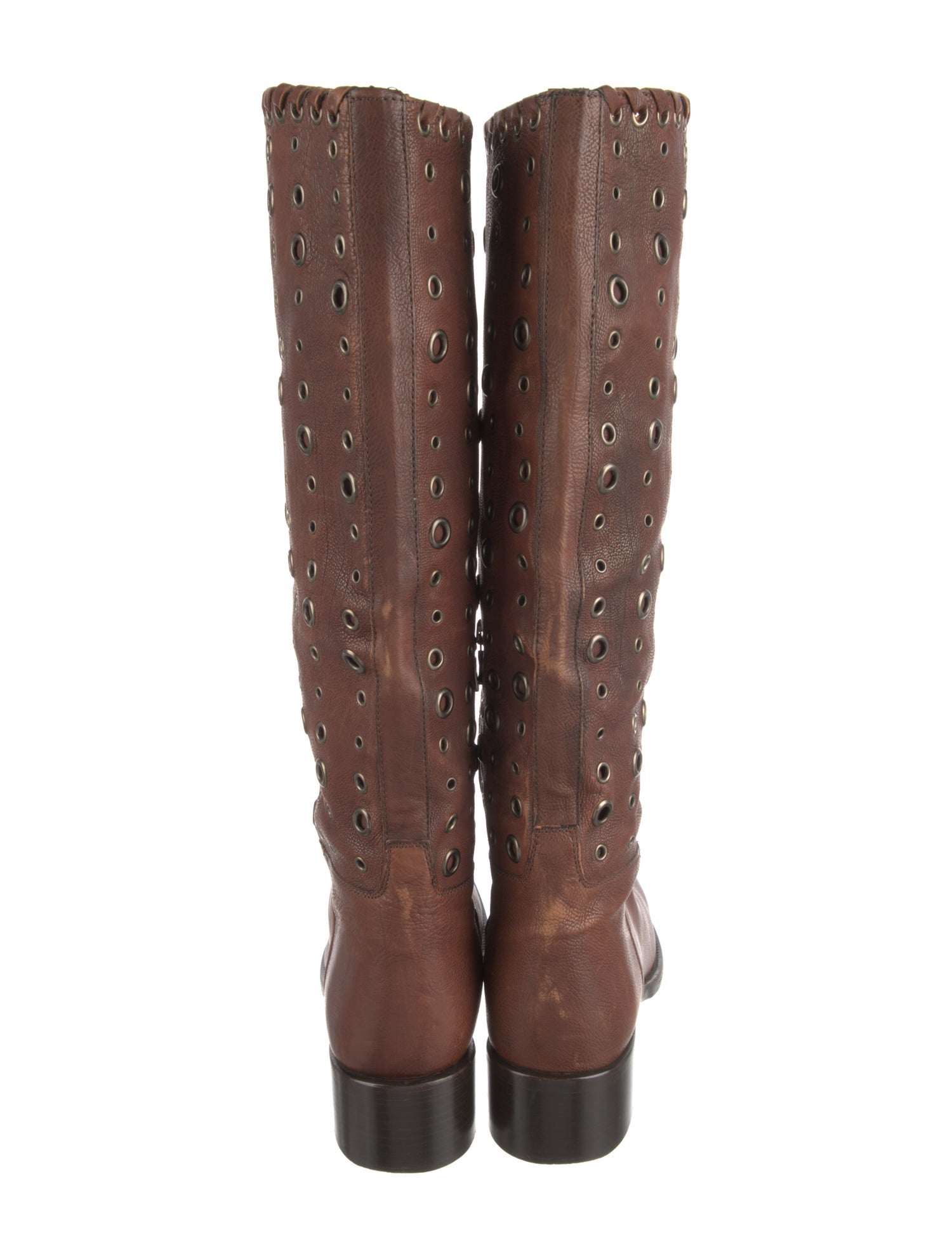 Prada Leather Colorblock Pattern Riding Boots