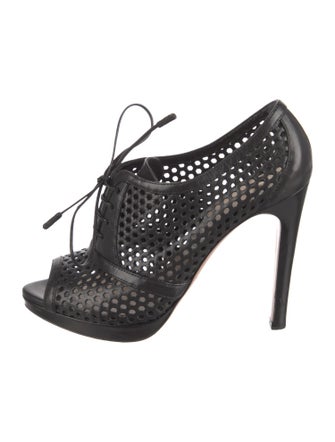 Prada Leather Printed T-Strap Pumps