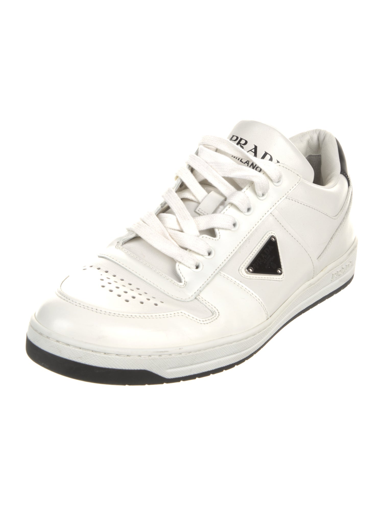Prada Leather Colorblock Pattern Sneakers