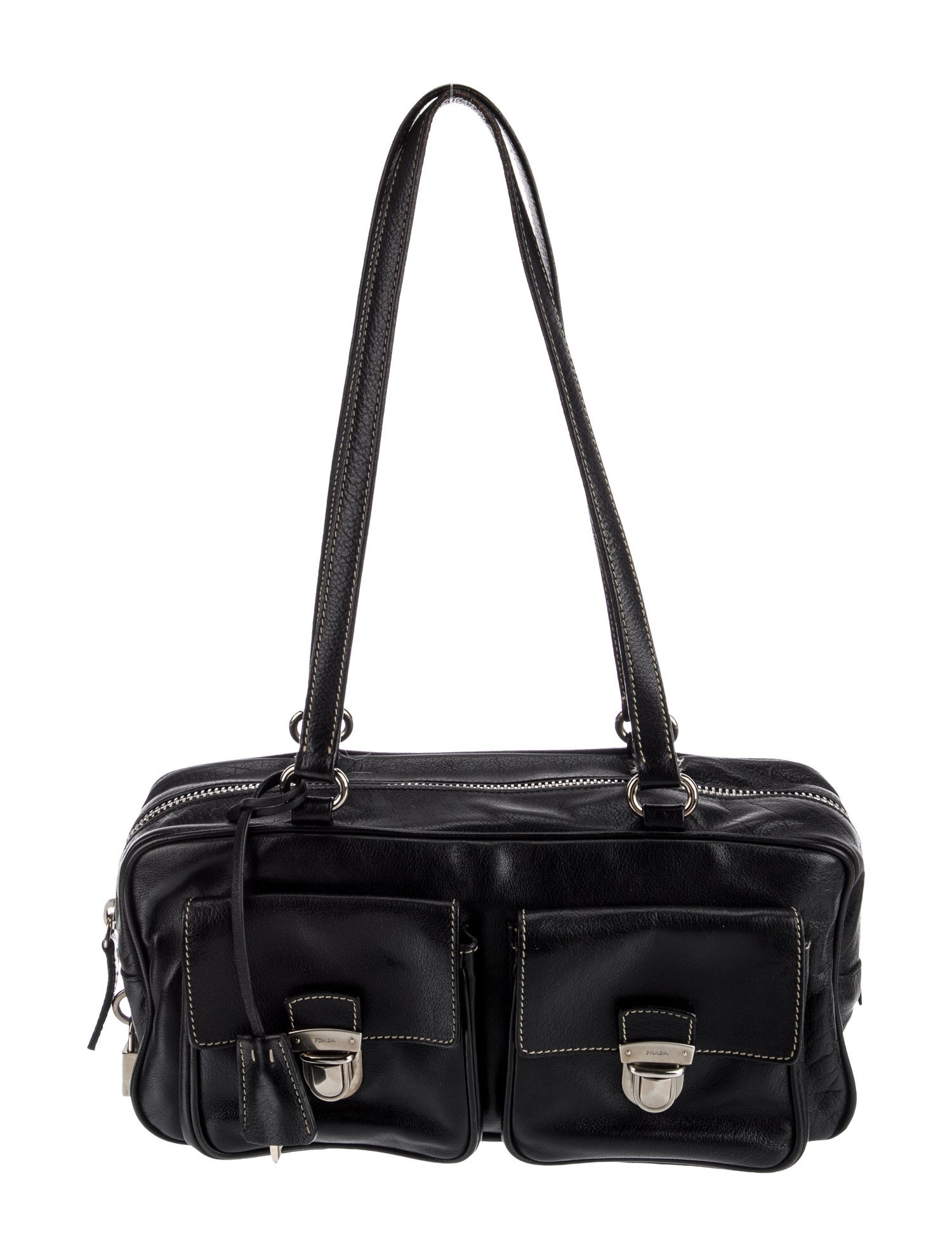 Prada Enameled Metal Triangle Shoulder Bag