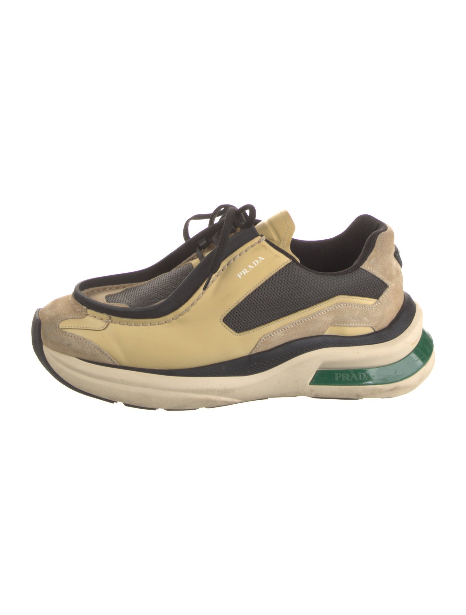 Prada Leather Colorblock Pattern Sneakers