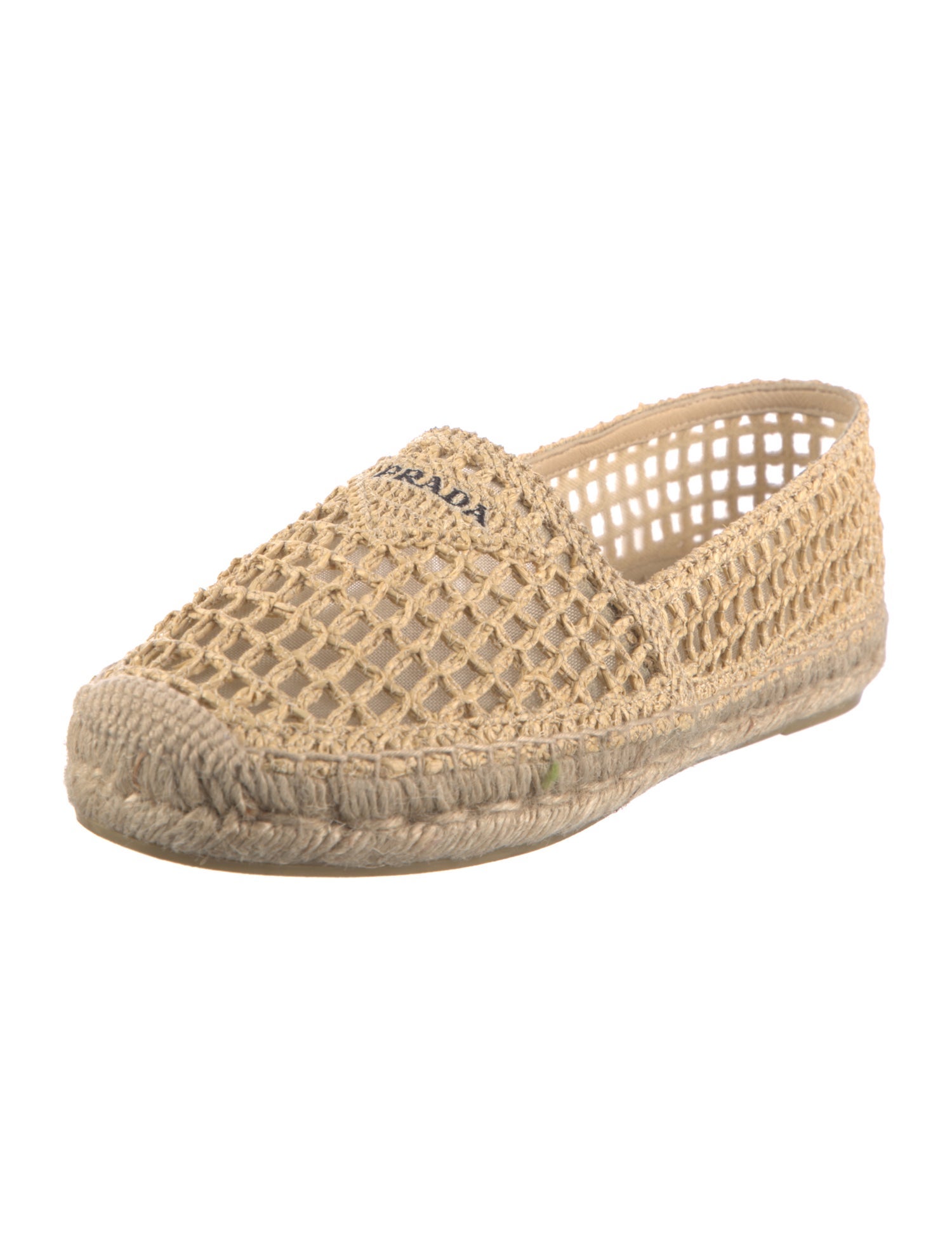 Prada Raffia Mesh Accents Espadrilles