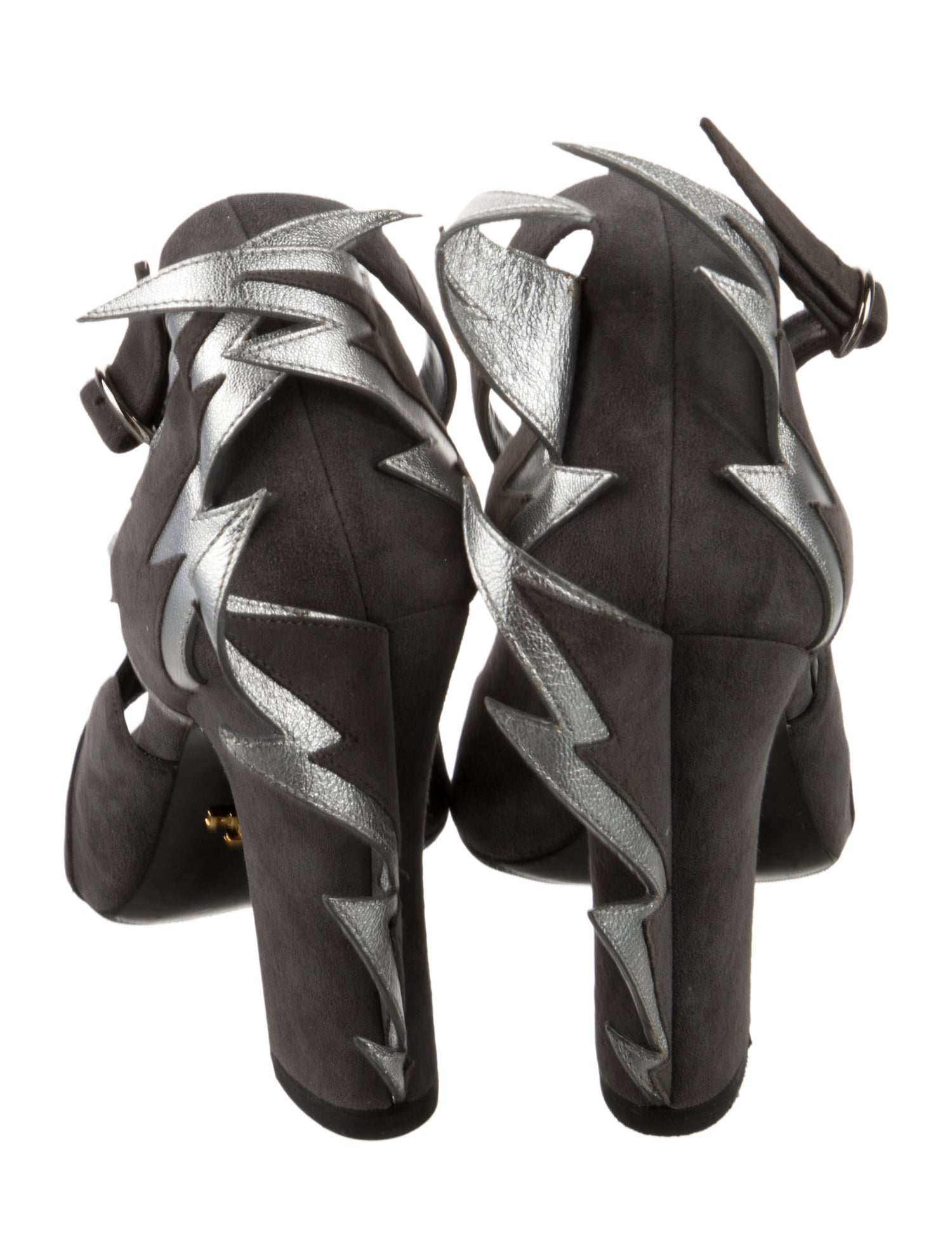 Prada Suede Colorblock Pattern Slingback Pumps