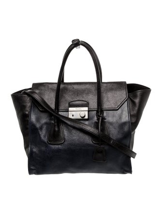 Prada Enameled Metal Triangle Weekender Bag