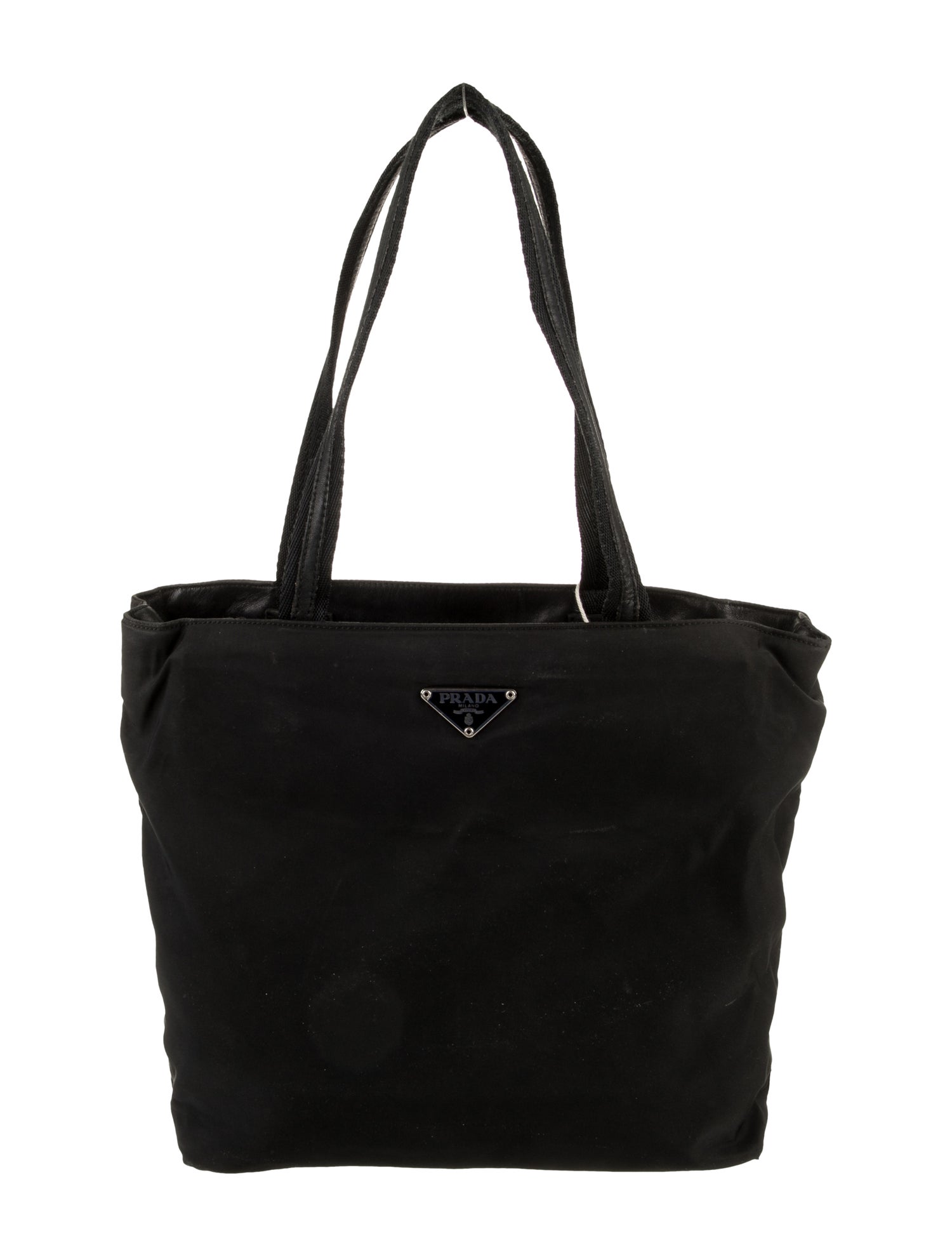 Prada Enameled Metal Triangle Top Handle Bag