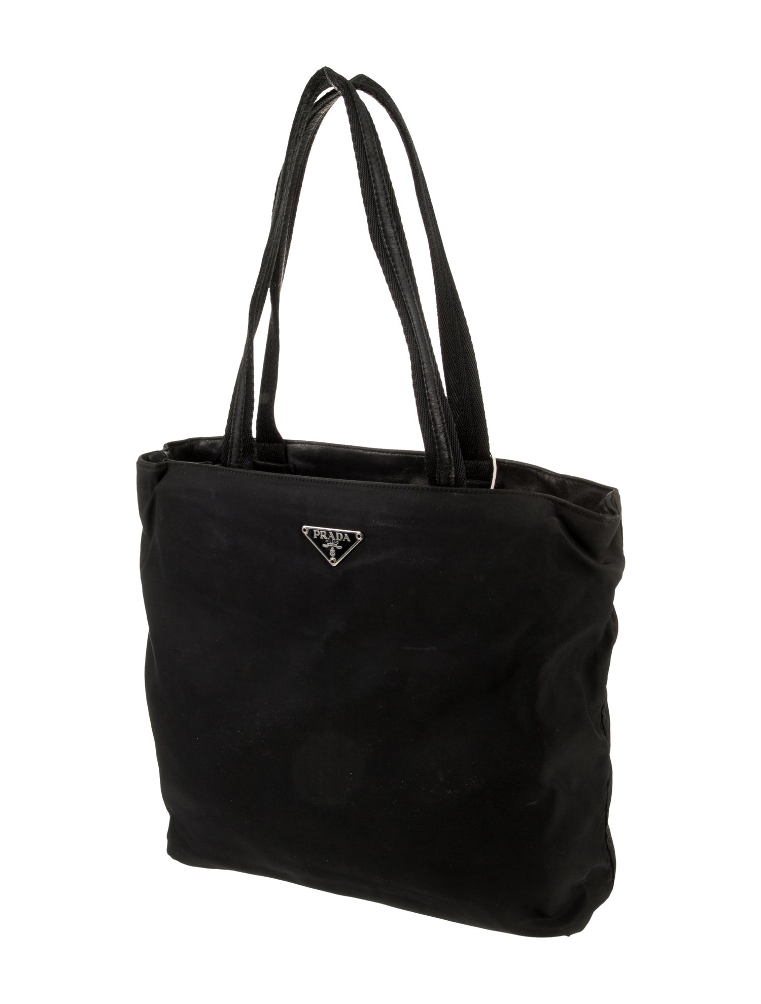 Prada Enameled Metal Triangle Top Handle Bag