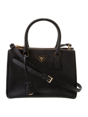 Prada Enameled Metal Triangle Galleria Double Zip Medium