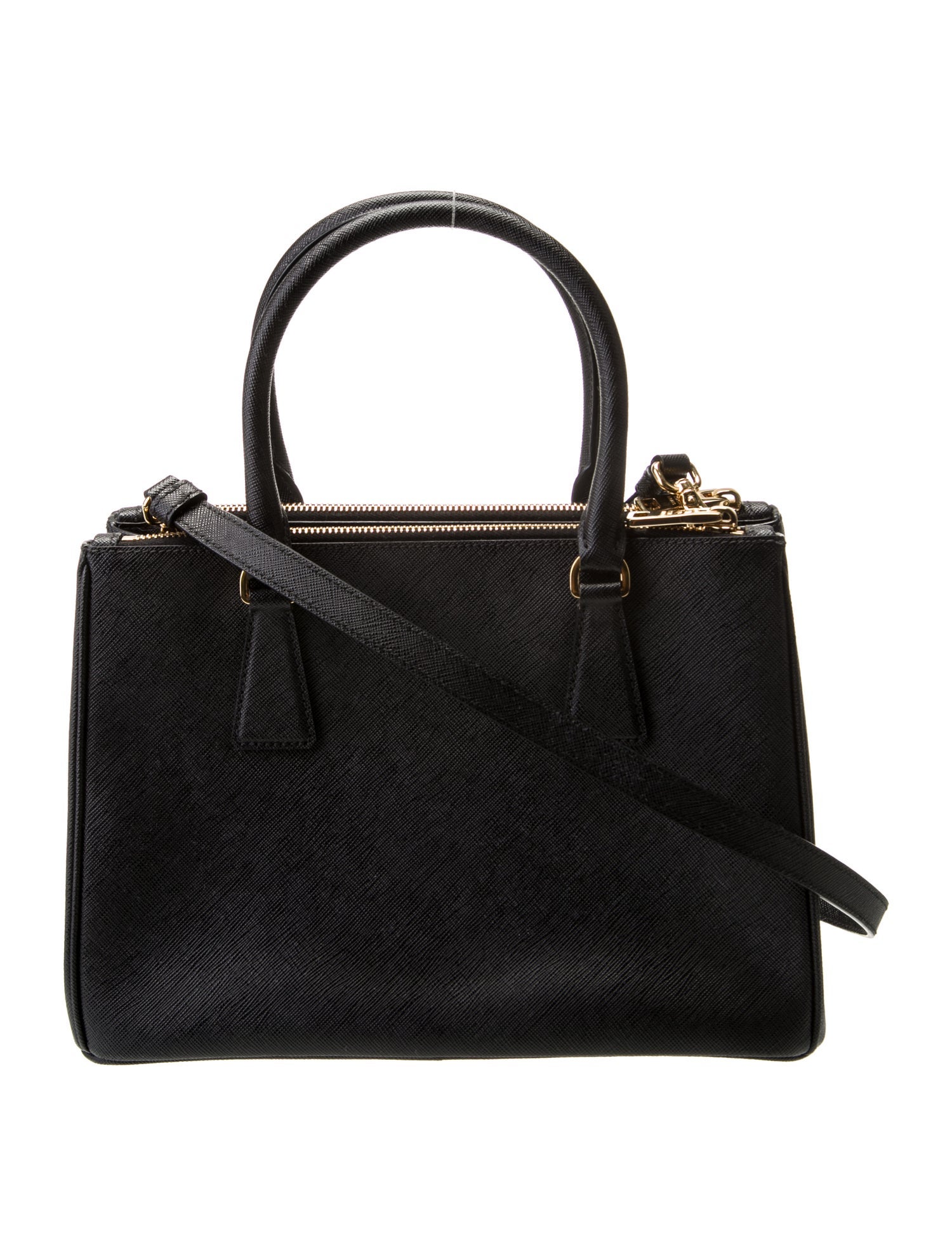 Prada Enameled Metal Triangle Galleria Double Zip Medium