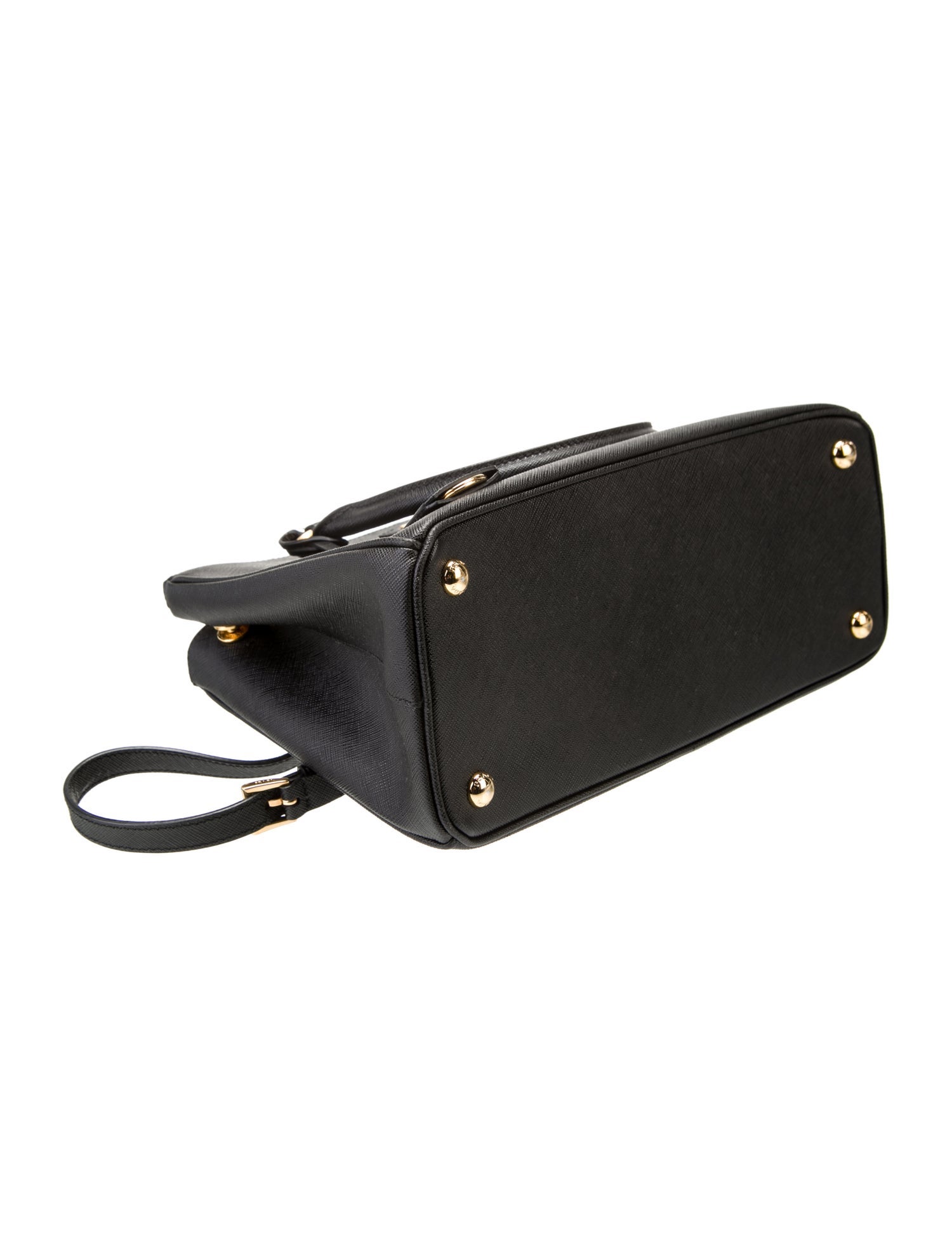 Prada Enameled Metal Triangle Galleria Double Zip Medium