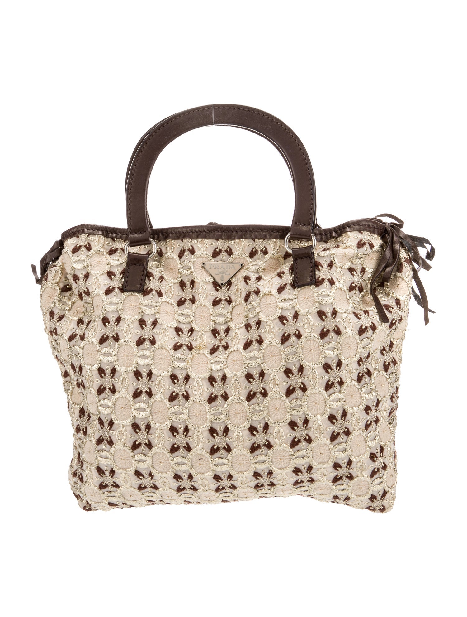 Prada Enameled Metal Triangle Top Handle Bag